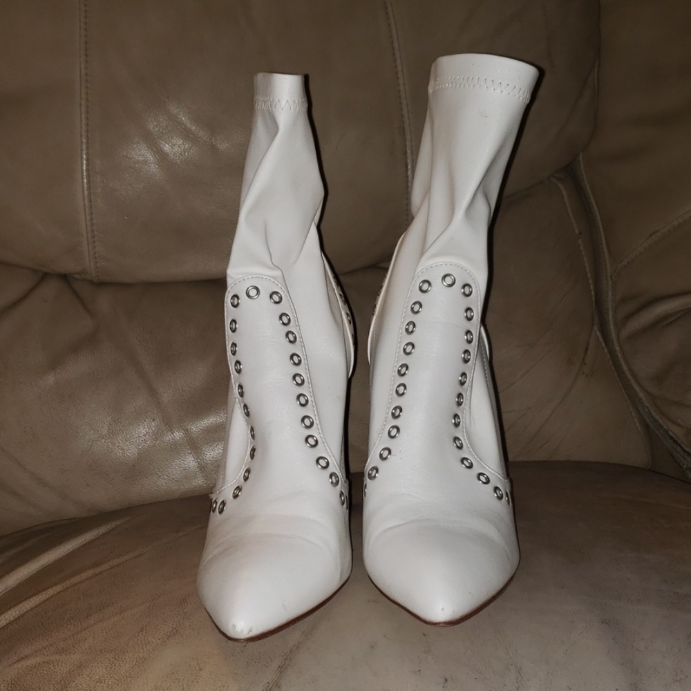 White Boots with Silver Heel
